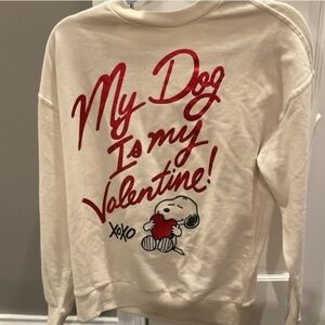Cream Sweatshirt with Red Valentine's Dog Graphic Large NWT
